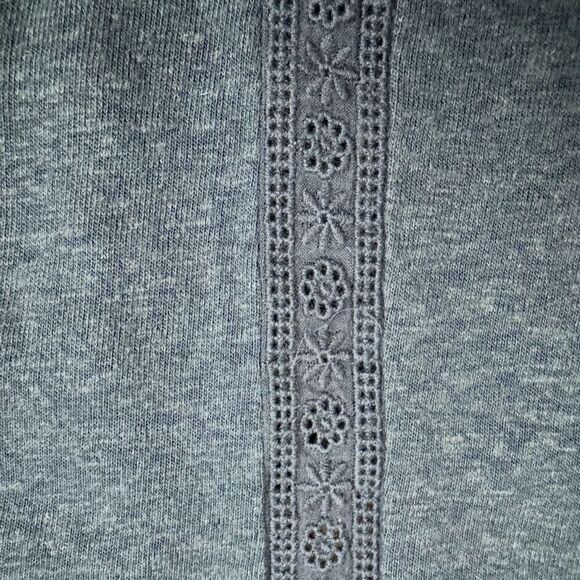 Desigual TS Sweet Summer Linen Blend Cold Shoulder Top Size Small Navy Blue - Picture 3 of 6